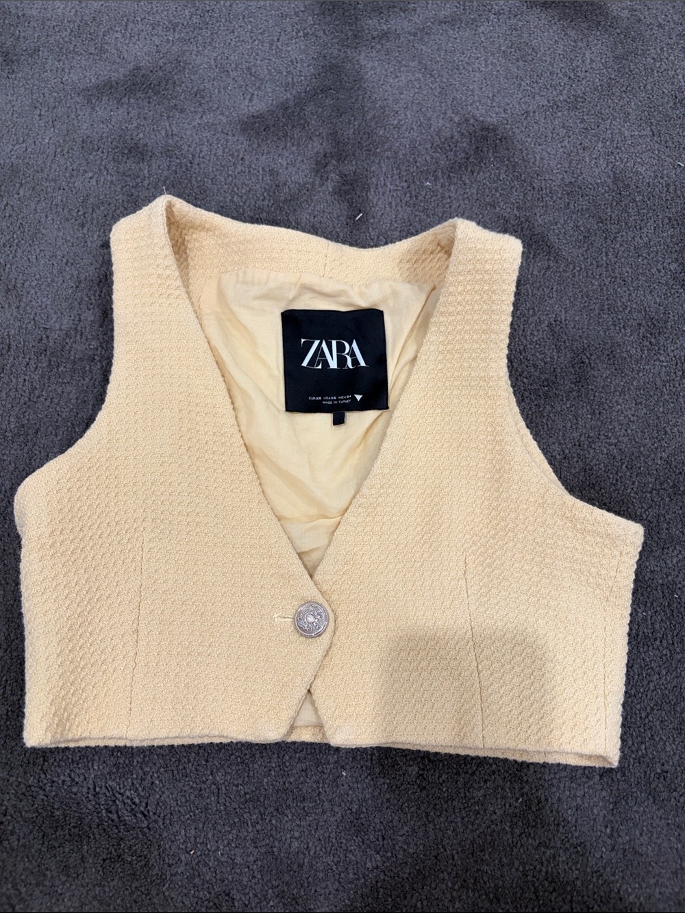 ZARA Cream Cropped Textured Vest